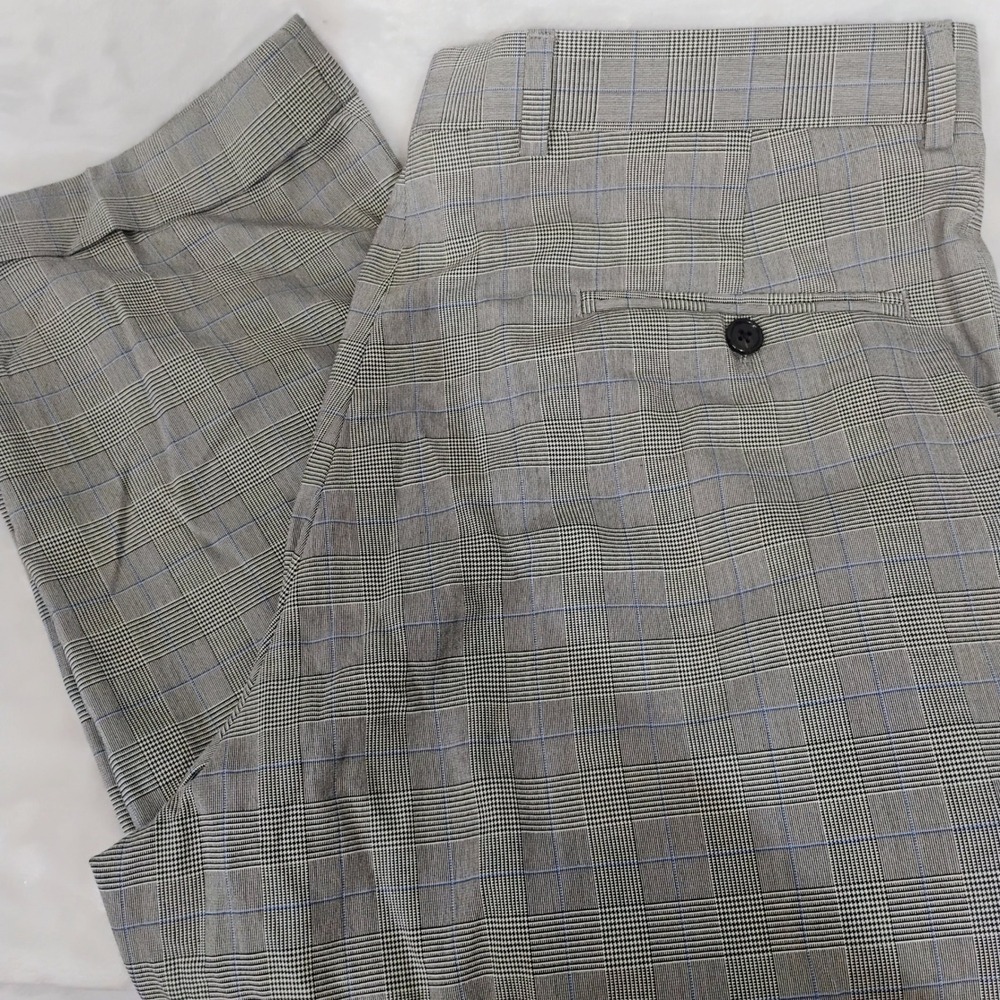 Ralph Lauren Mens Grey Glen Plaid Pleated Cuffed Dress Pants 34 x 29 Stretch H - Picture 1 of 5